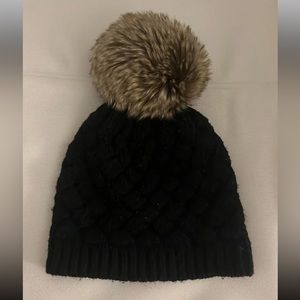 J Crew black pom pom beanie